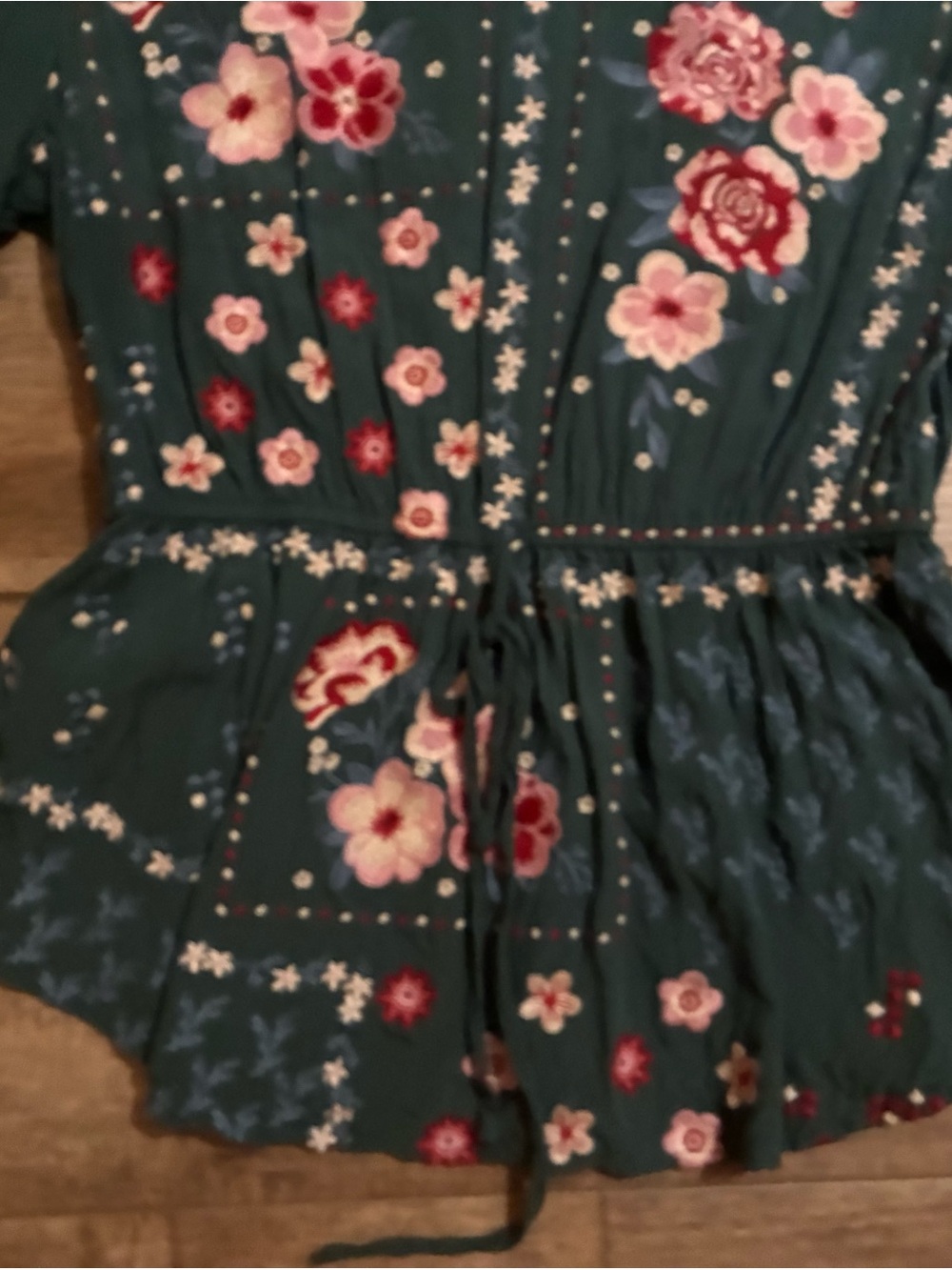 Savanna Jane Teal Embroidered Floral Blouse - Picture 8 of 8